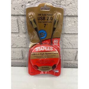 Staples 24k Gold Plated UBS 2.0 High Speed Cable 7”